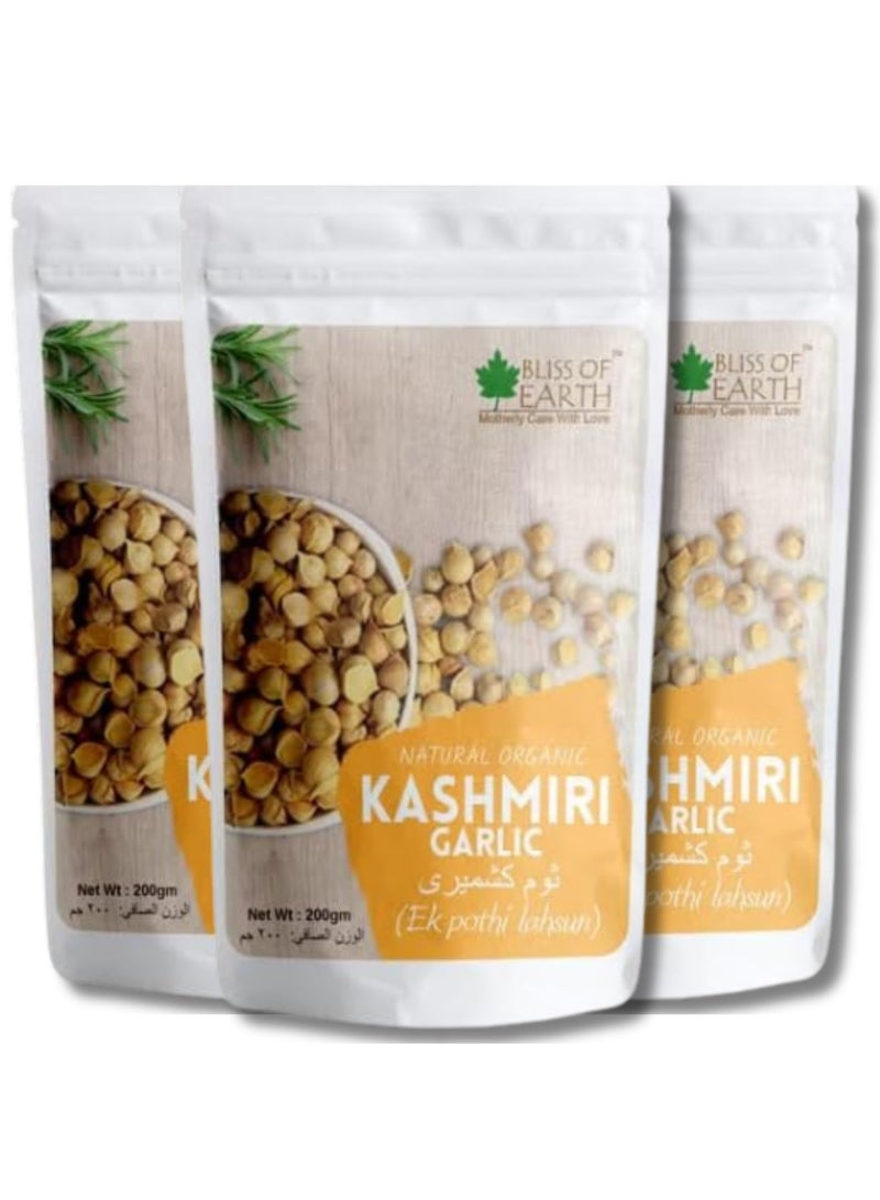 BLISS OF EARTH Kashmiri Garlic, Natural Organic Single Clove, 200g, From Indian Himalayas pack of 3 - Image 1